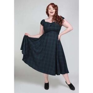 Collectif 50s Delores Blackwatch Plaid Doll Dress XL Retro Pinup Rockabilly